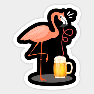 Flamingo Drinking Beer Summer Sticker